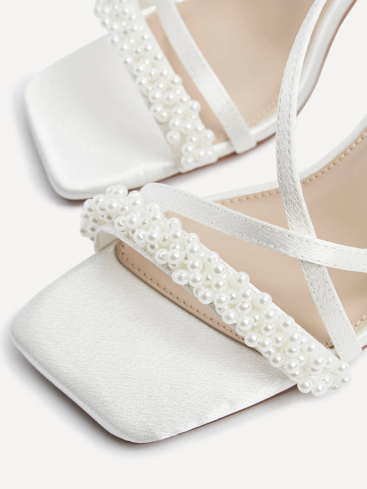 Maisie Bridal Ivory Satin Strappy Heels