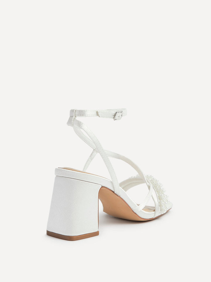 Maisie Bridal Ivory Satin Strappy Heels
