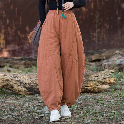 26 Autumn Cotton and Linen Women's New Fashion Ramie Sand-Washed Vintage Loose Lantern Pants for Meditation and Tai Chi Long Pants
