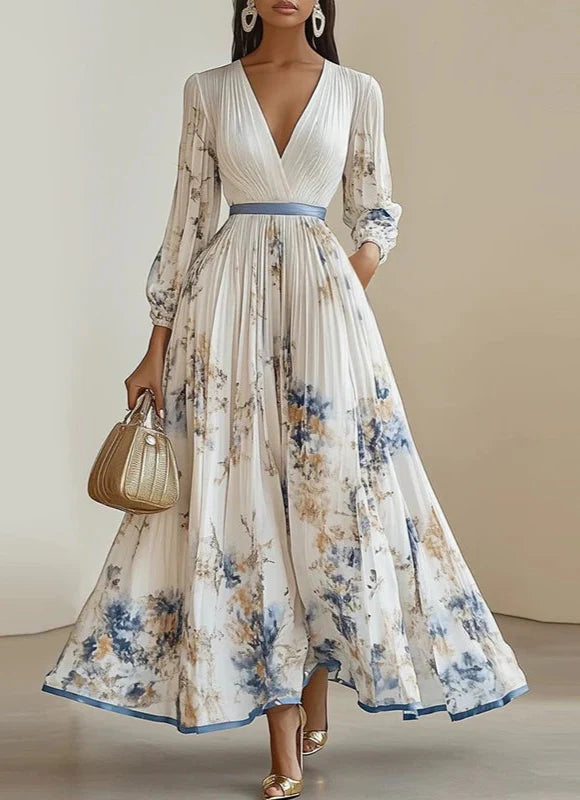 The Avery Pleated Floral Maxi Dress