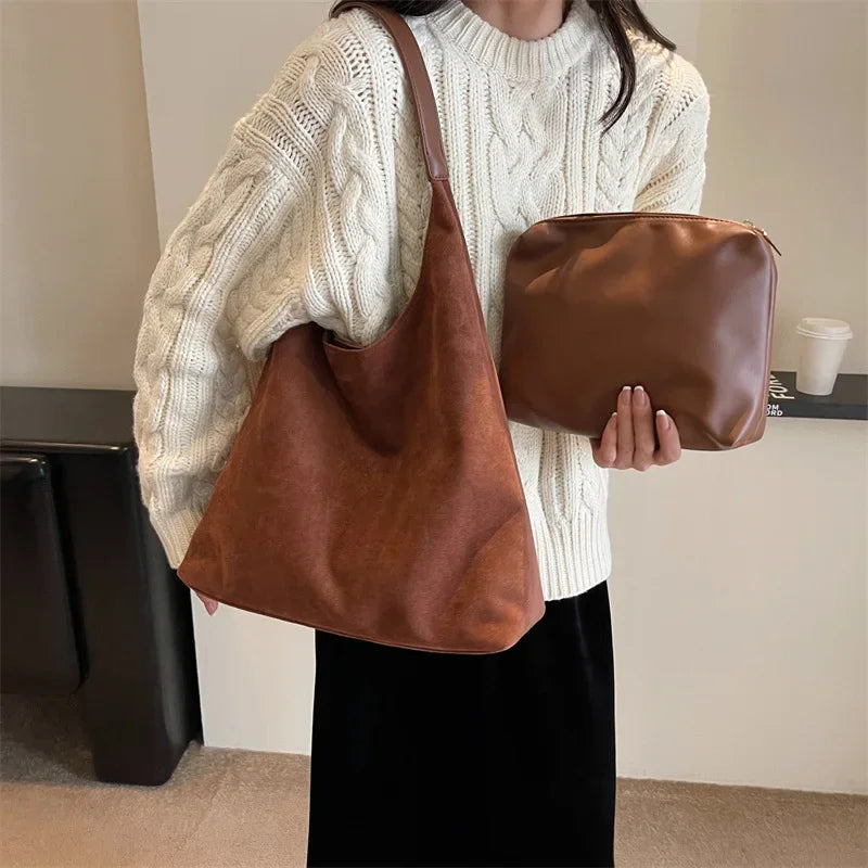 Luxe Woven Slouchy Shoulder Bag