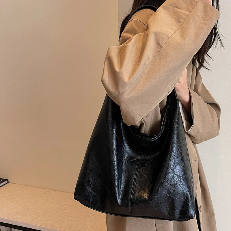 Luxe Woven Slouchy Shoulder Bag