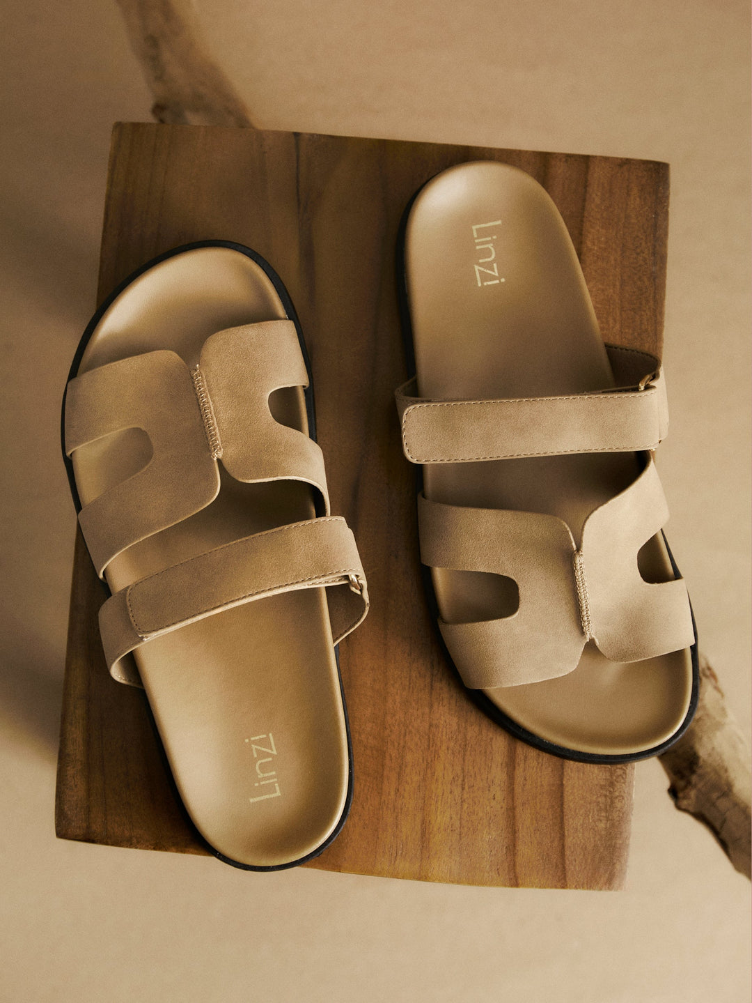 Kaia Taupe Faux Nubuck Sandals