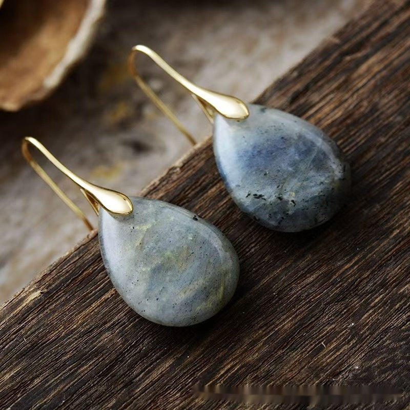 Natural Stone Teardrop Earrings