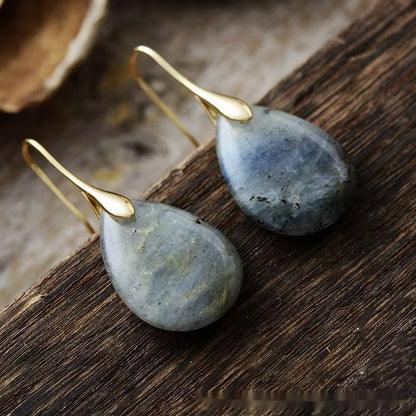 Natural Stone Teardrop Earrings