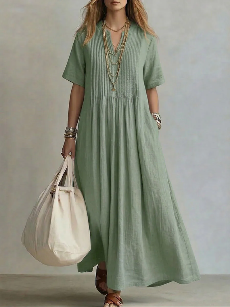 Maribel Pintuck Maxi Dress