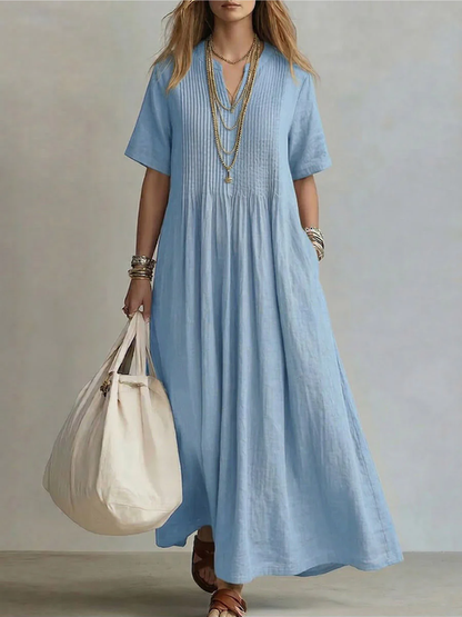 Maribel Pintuck Maxi Dress