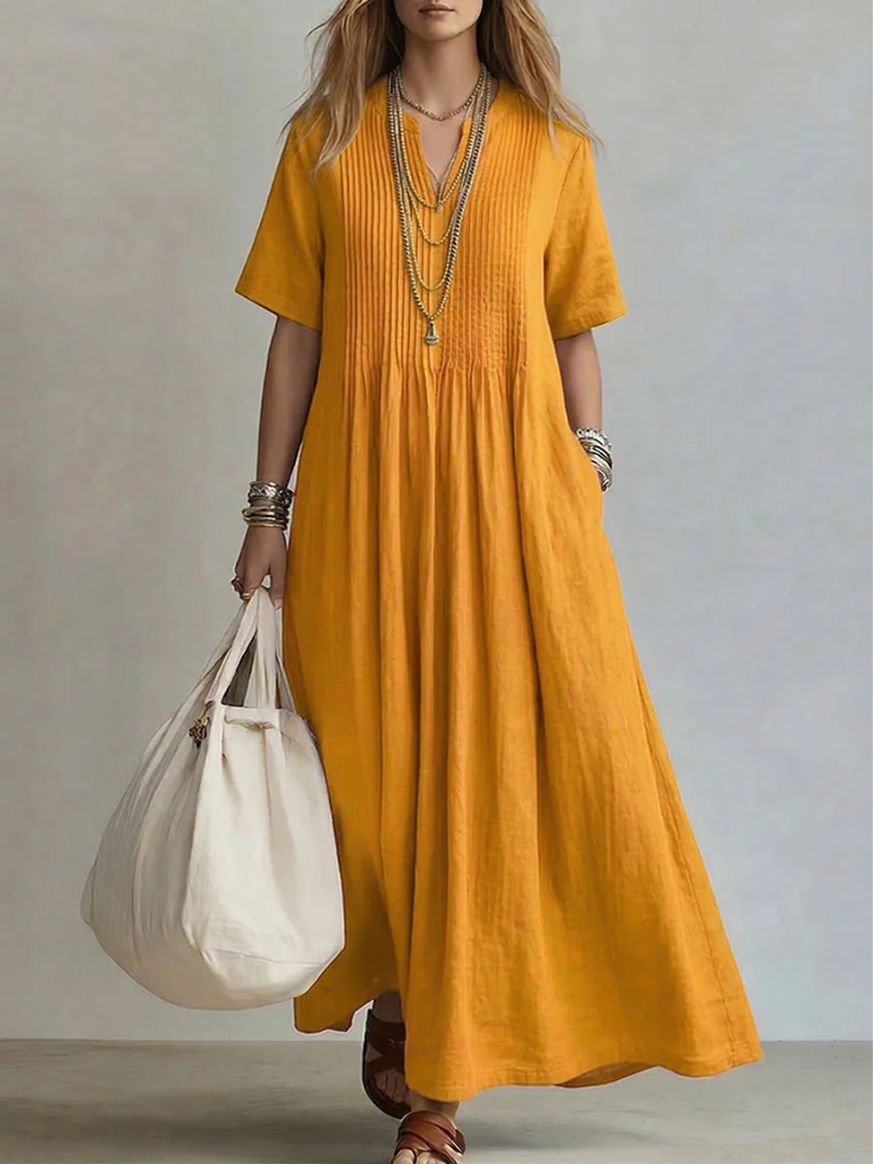Maribel Pintuck Maxi Dress