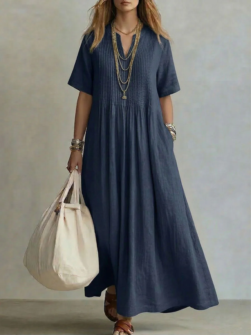Maribel Pintuck Maxi Dress