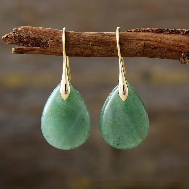 Natural Stone Teardrop Earrings