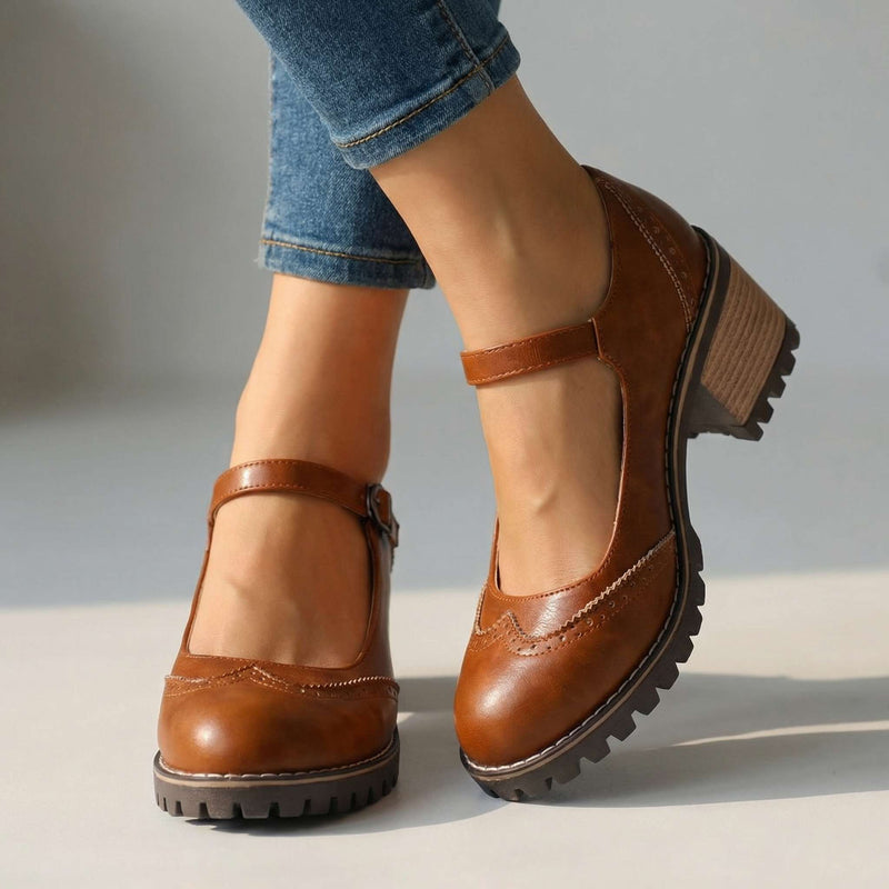 Clara Classic T-Strap Comfort Heels