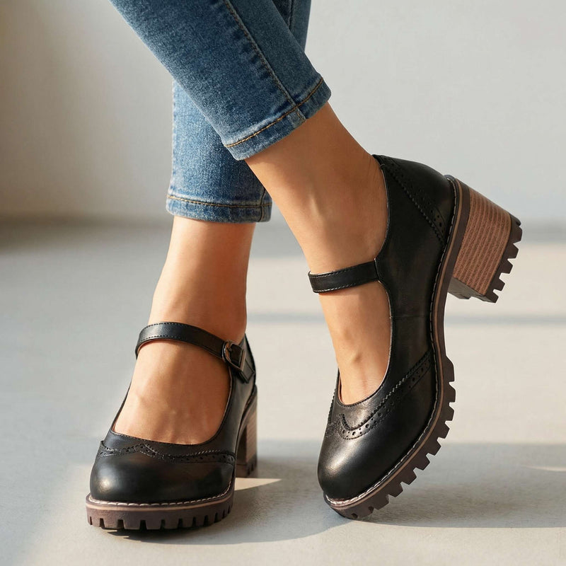 Clara Classic T-Strap Comfort Heels