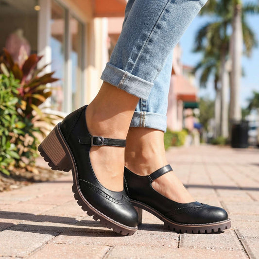 Clara Classic T-Strap Comfort Heels