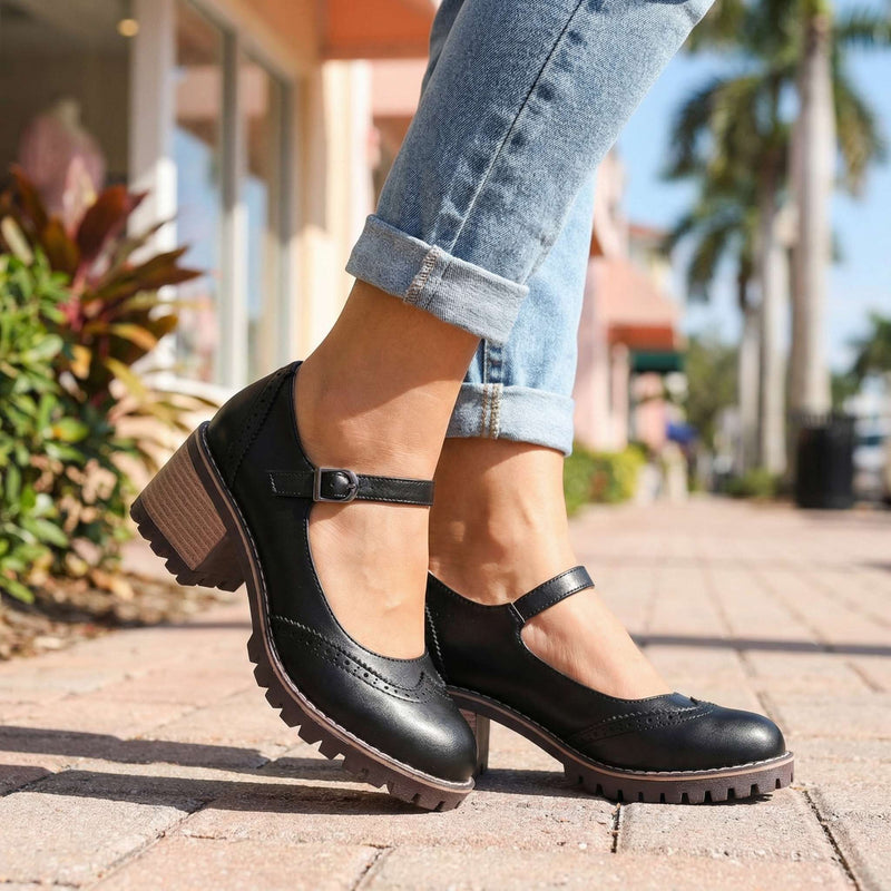 Clara Classic T-Strap Comfort Heels
