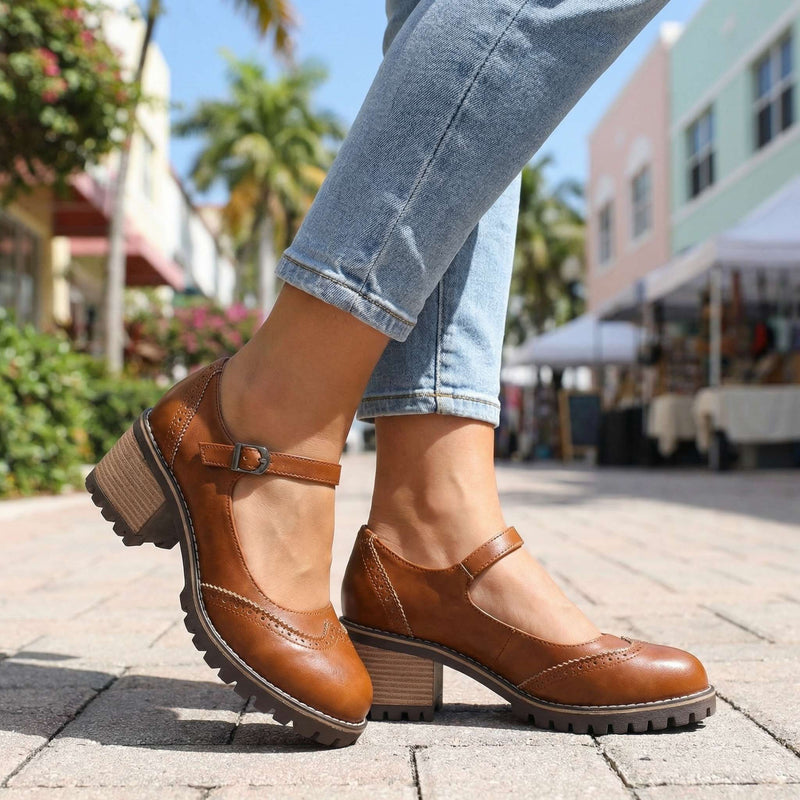 Clara Classic T-Strap Comfort Heels
