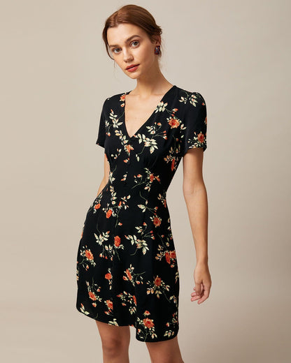 Floral V-Neck Mini Dress