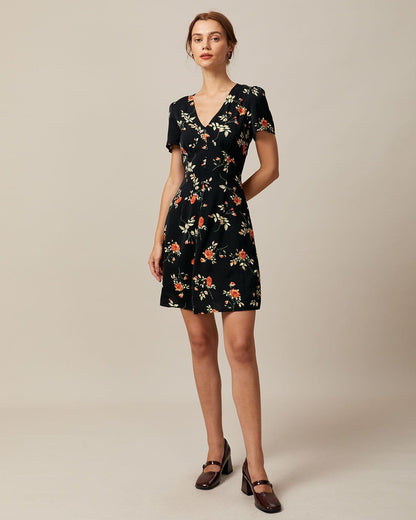 Floral V-Neck Mini Dress