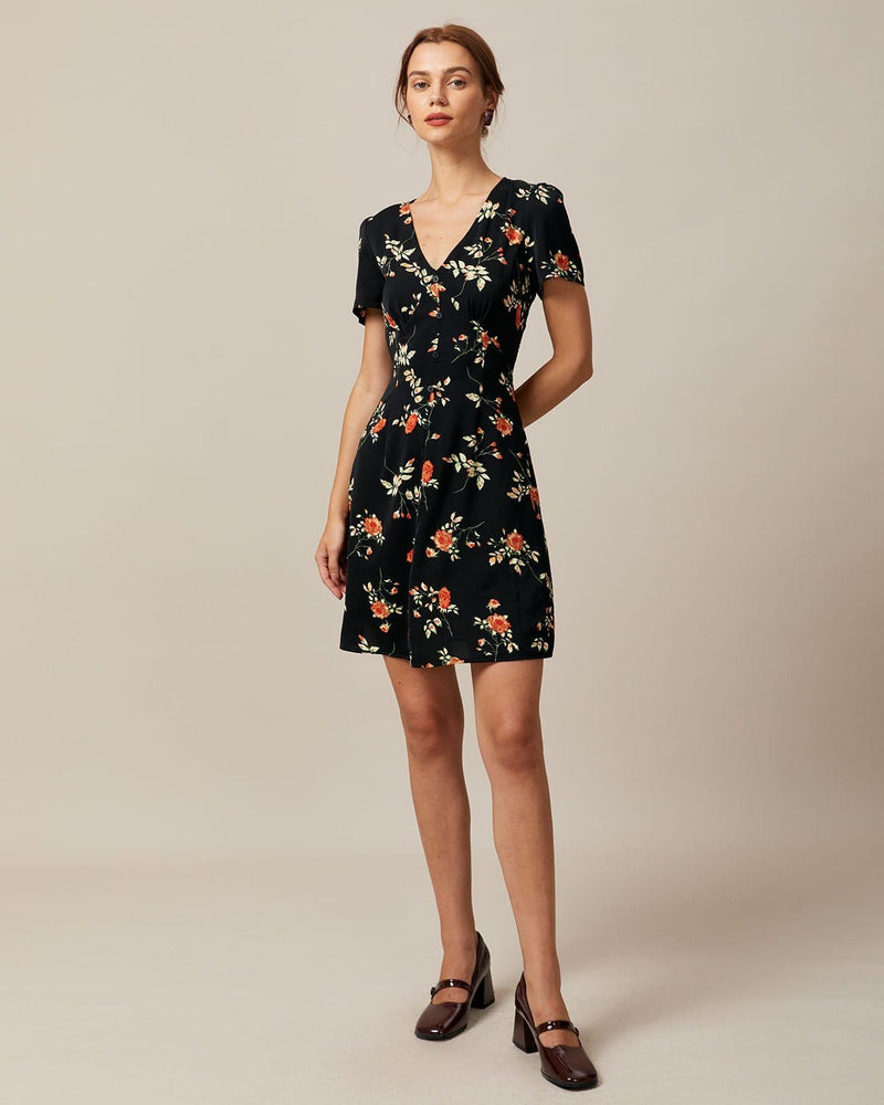 Floral V-Neck Mini Dress