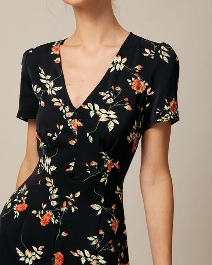 Floral V-Neck Mini Dress