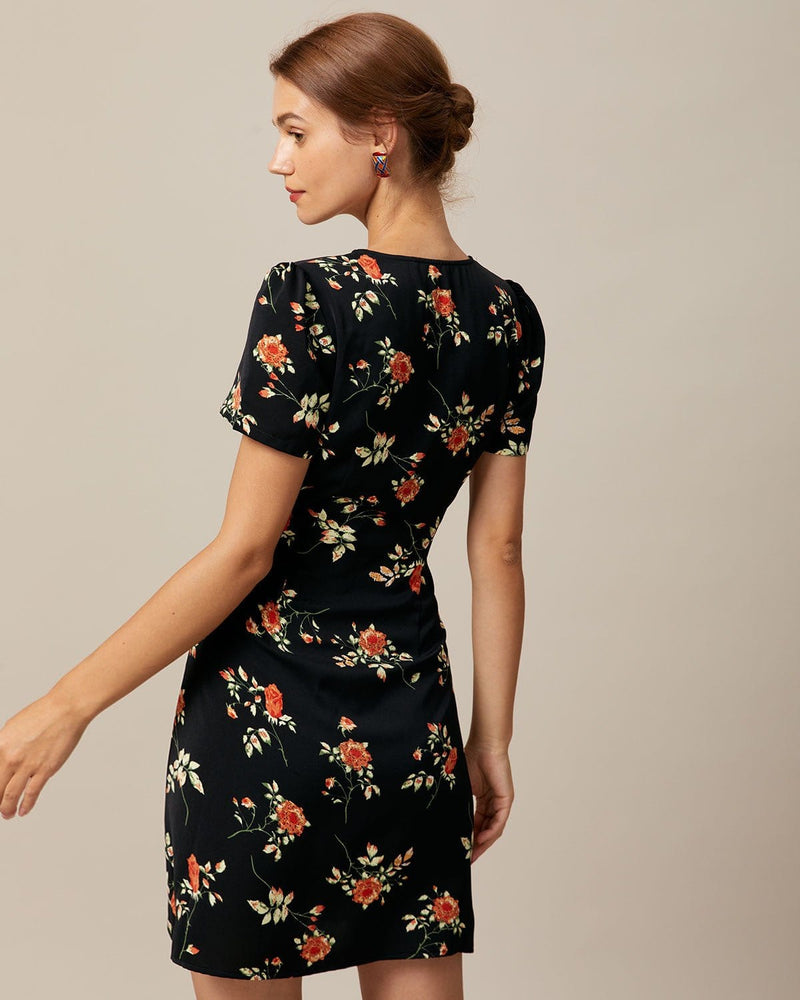 Floral V-Neck Mini Dress